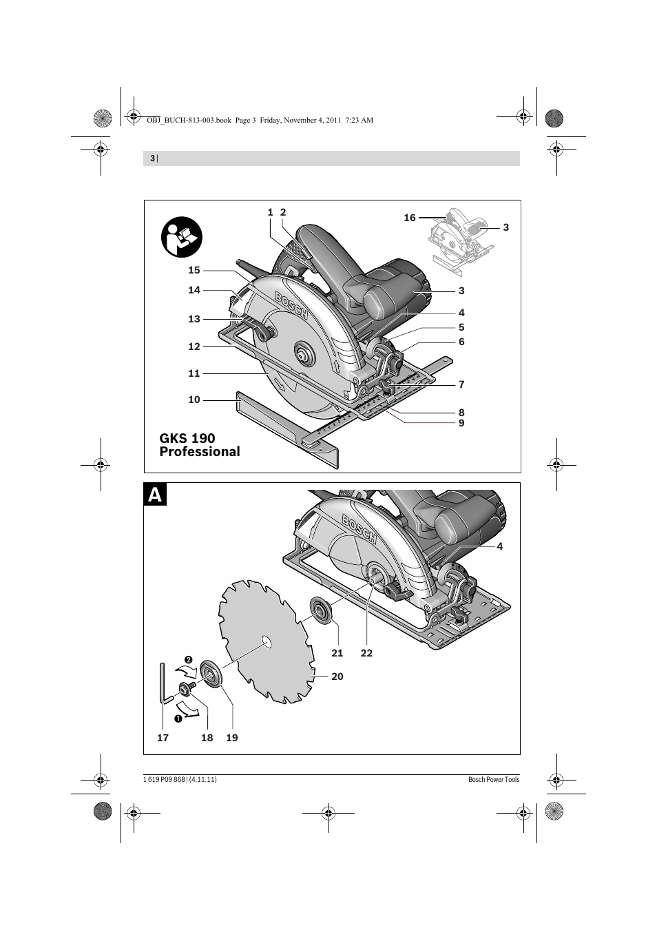 Gks 190 professional | Bosch GKS 190 Professional User Manual | Page 3 / 193