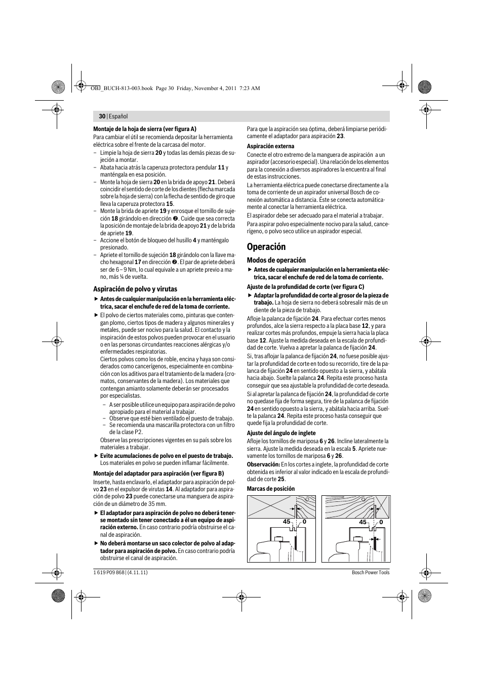 Operación | Bosch GKS 190 Professional User Manual | Page 30 / 193