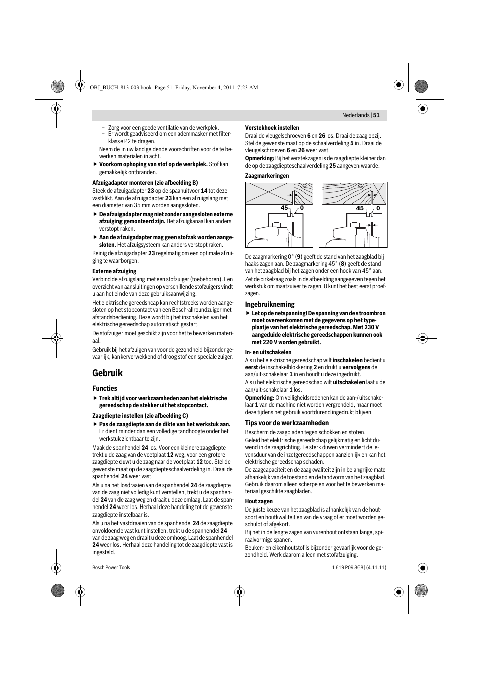 Gebruik | Bosch GKS 190 Professional User Manual | Page 51 / 193