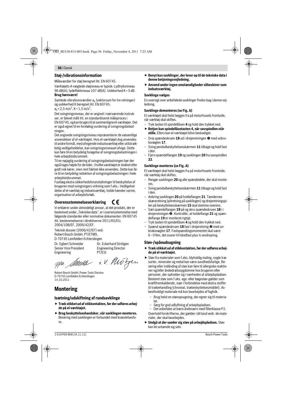 Montering | Bosch GKS 190 Professional User Manual | Page 56 / 193