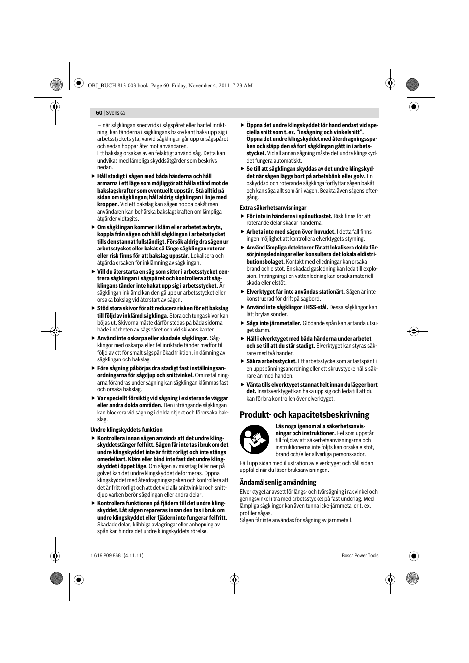 Produkt- och kapacitetsbeskrivning | Bosch GKS 190 Professional User Manual | Page 60 / 193