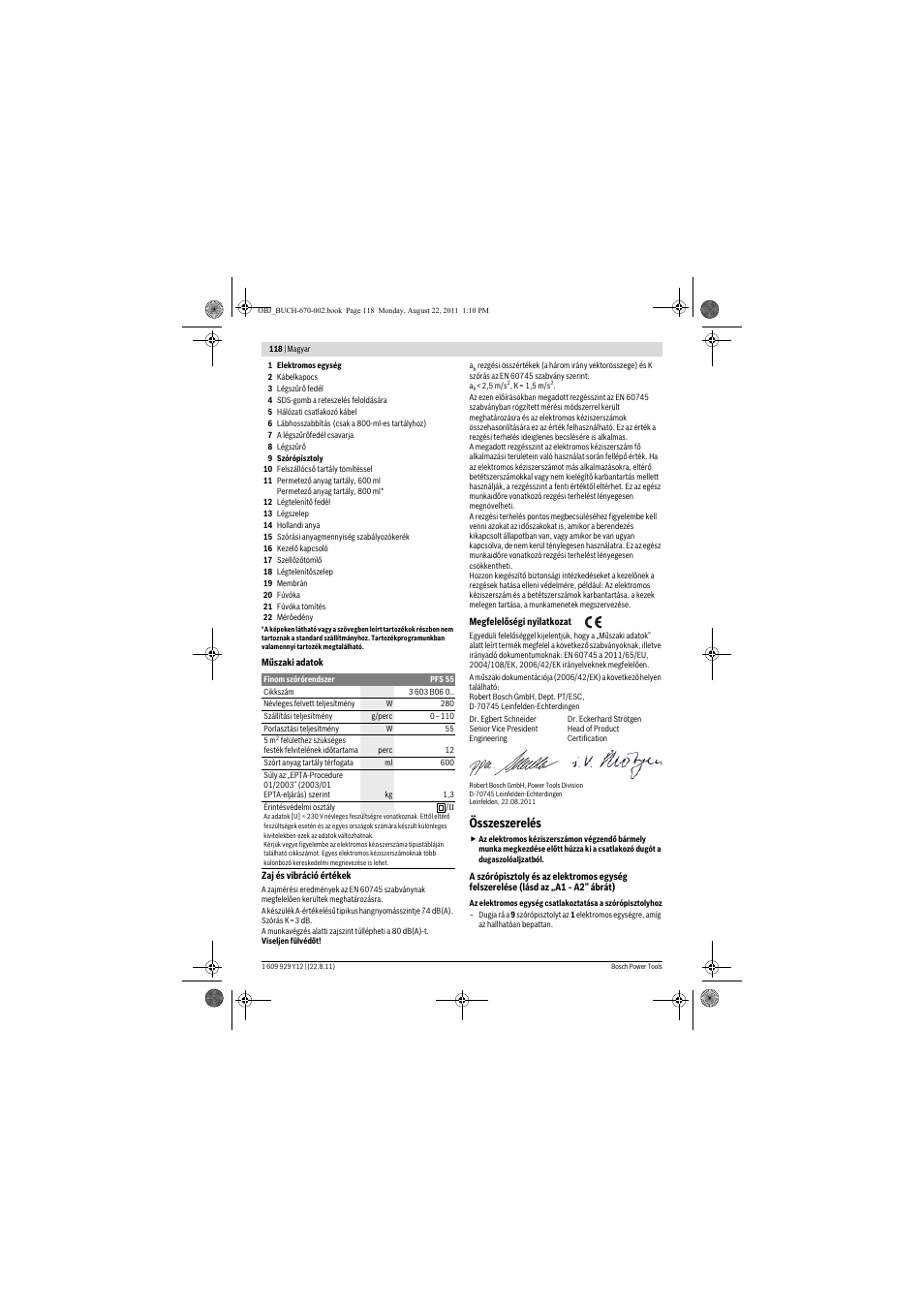 Összeszerelés | Bosch PFS 55 User Manual | Page 118 / 191