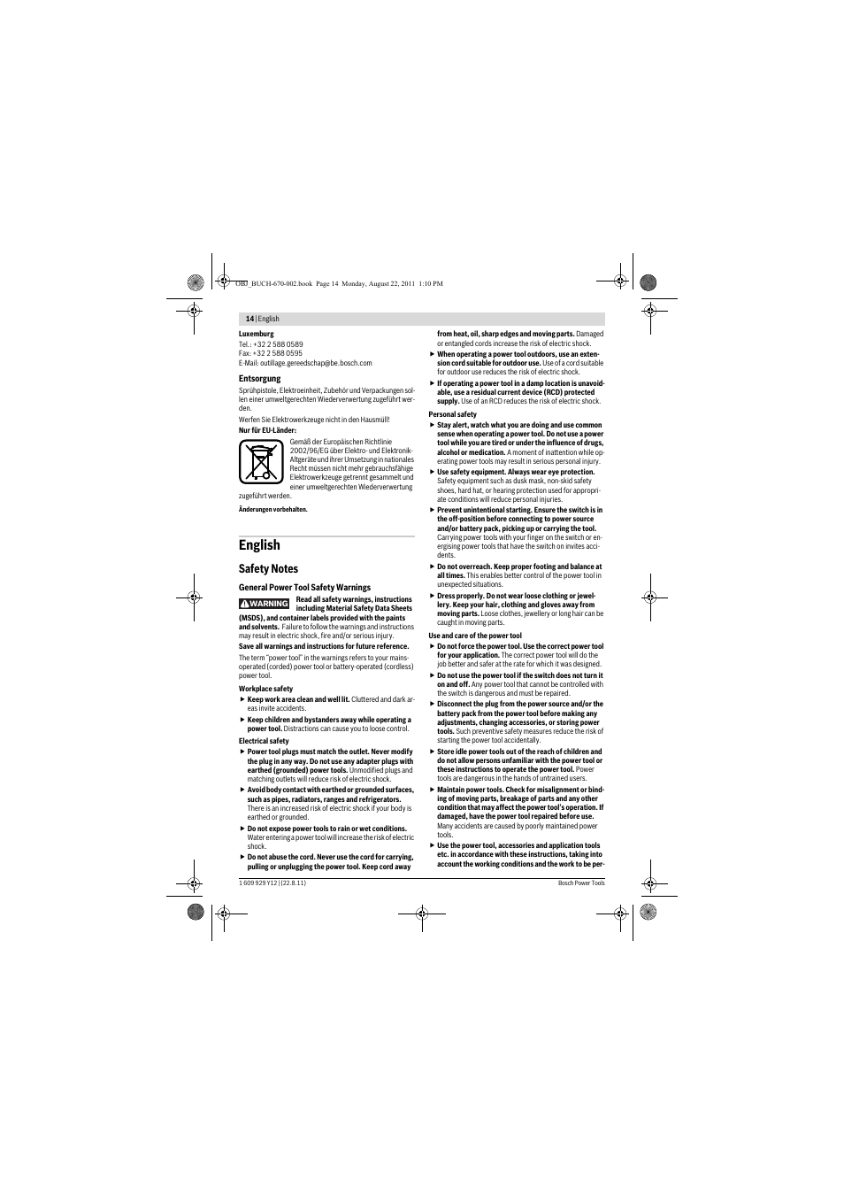 English | Bosch PFS 55 User Manual | Page 14 / 191