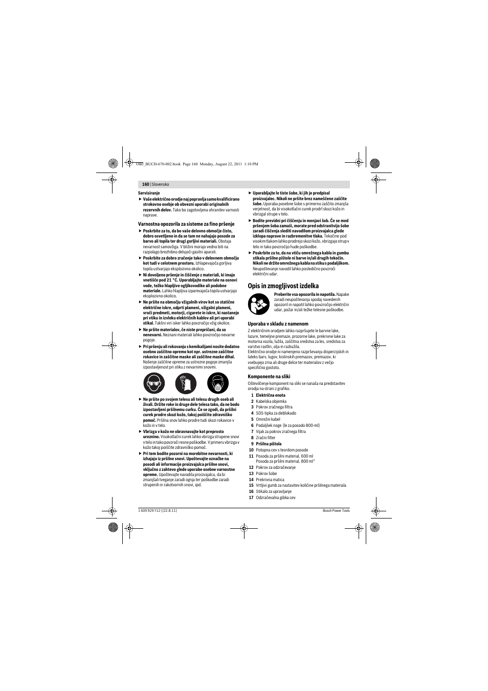 Opis in zmogljivost izdelka | Bosch PFS 55 User Manual | Page 160 / 191