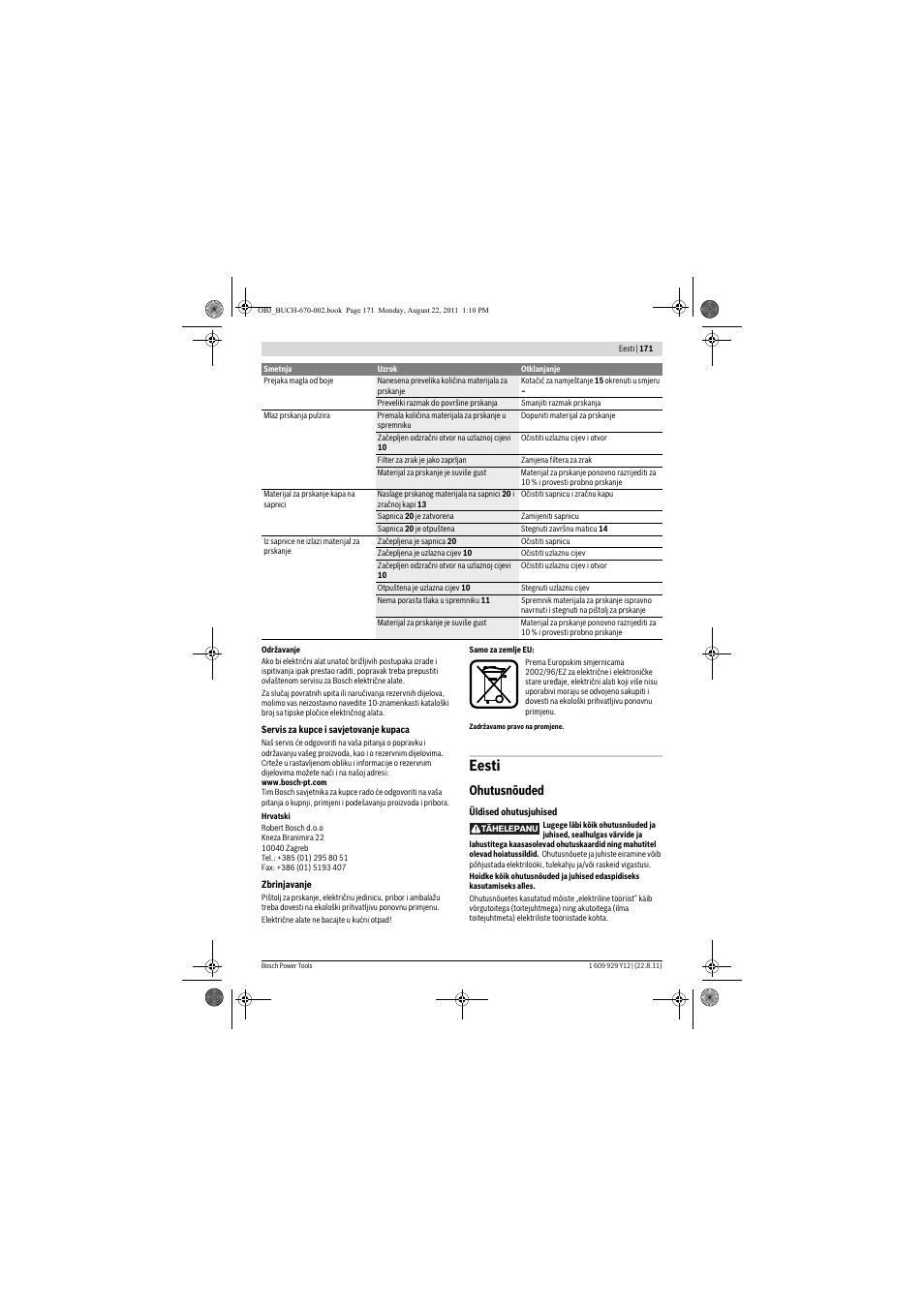 Eesti, Ohutusnõuded | Bosch PFS 55 User Manual | Page 171 / 191