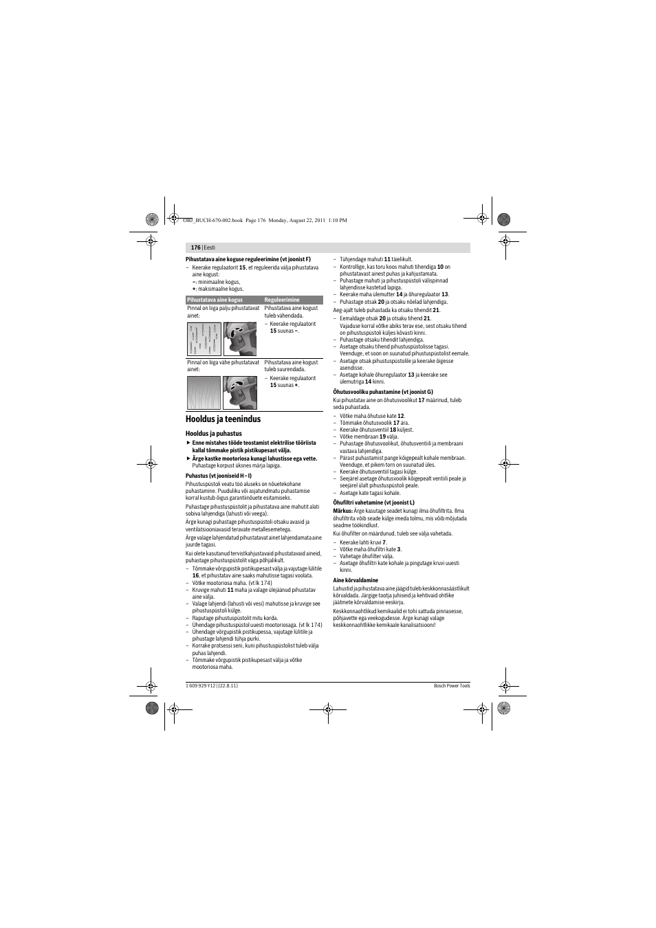 Hooldus ja teenindus | Bosch PFS 55 User Manual | Page 176 / 191