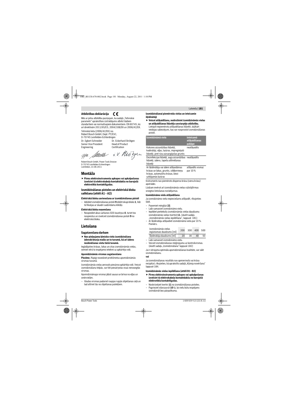 Montāža, Lietošana | Bosch PFS 55 User Manual | Page 181 / 191