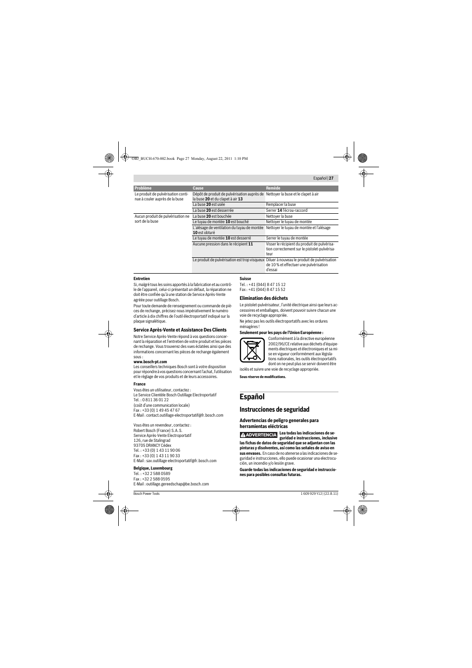 Español, Instrucciones de seguridad | Bosch PFS 55 User Manual | Page 27 / 191