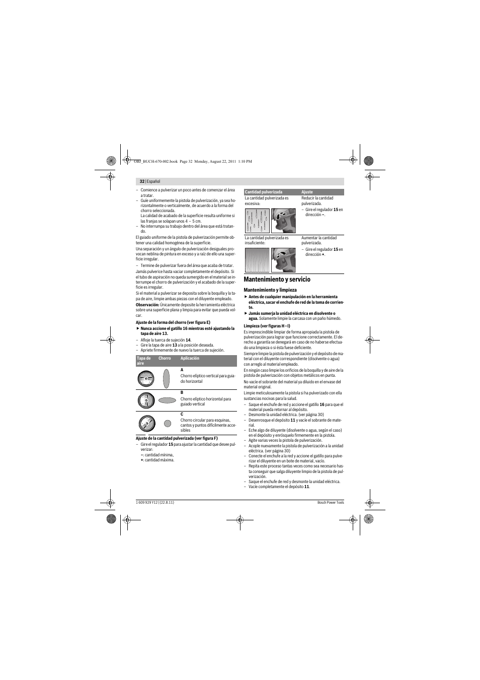 Mantenimiento y servicio | Bosch PFS 55 User Manual | Page 32 / 191