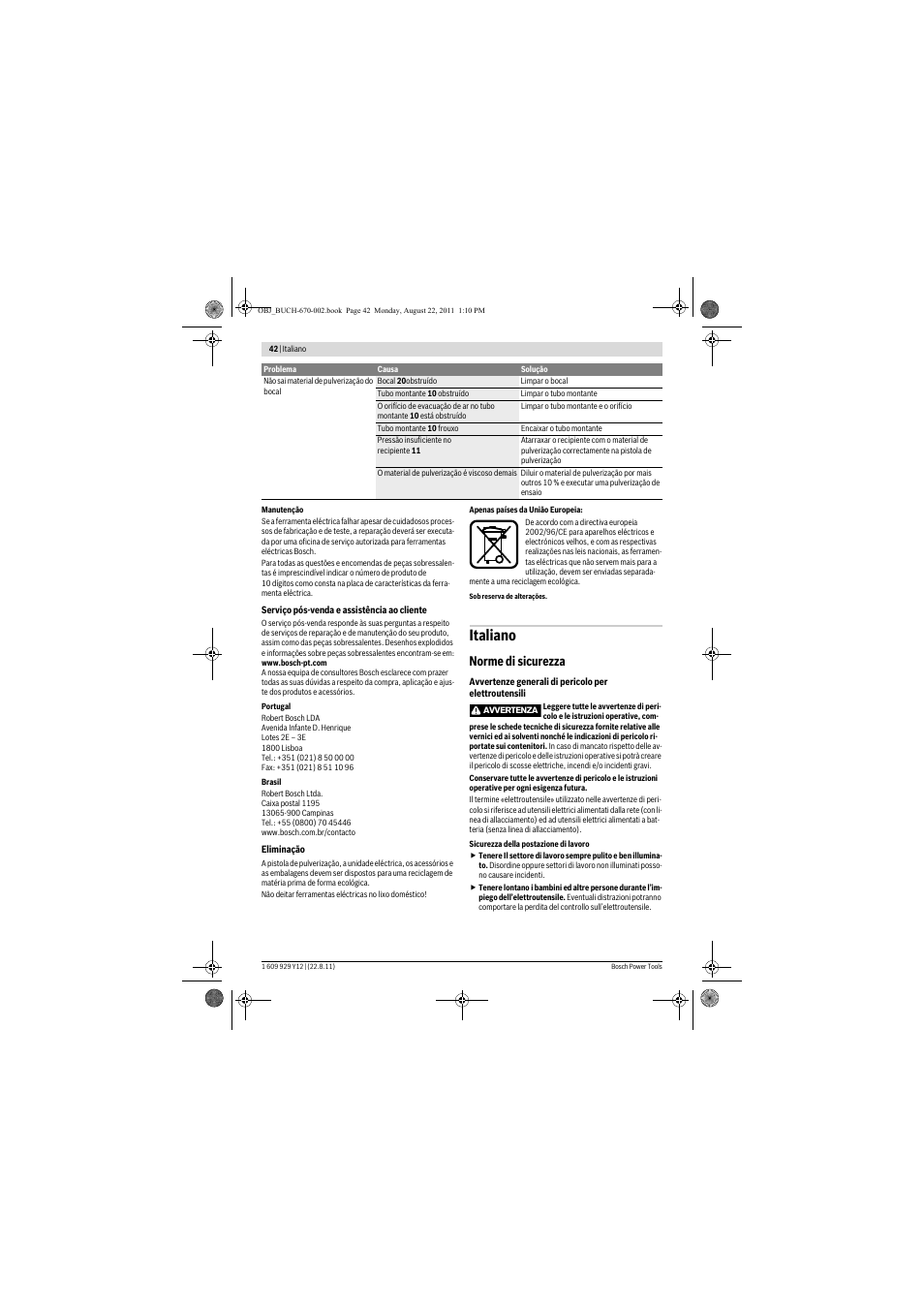 Italiano, Norme di sicurezza | Bosch PFS 55 User Manual | Page 42 / 191