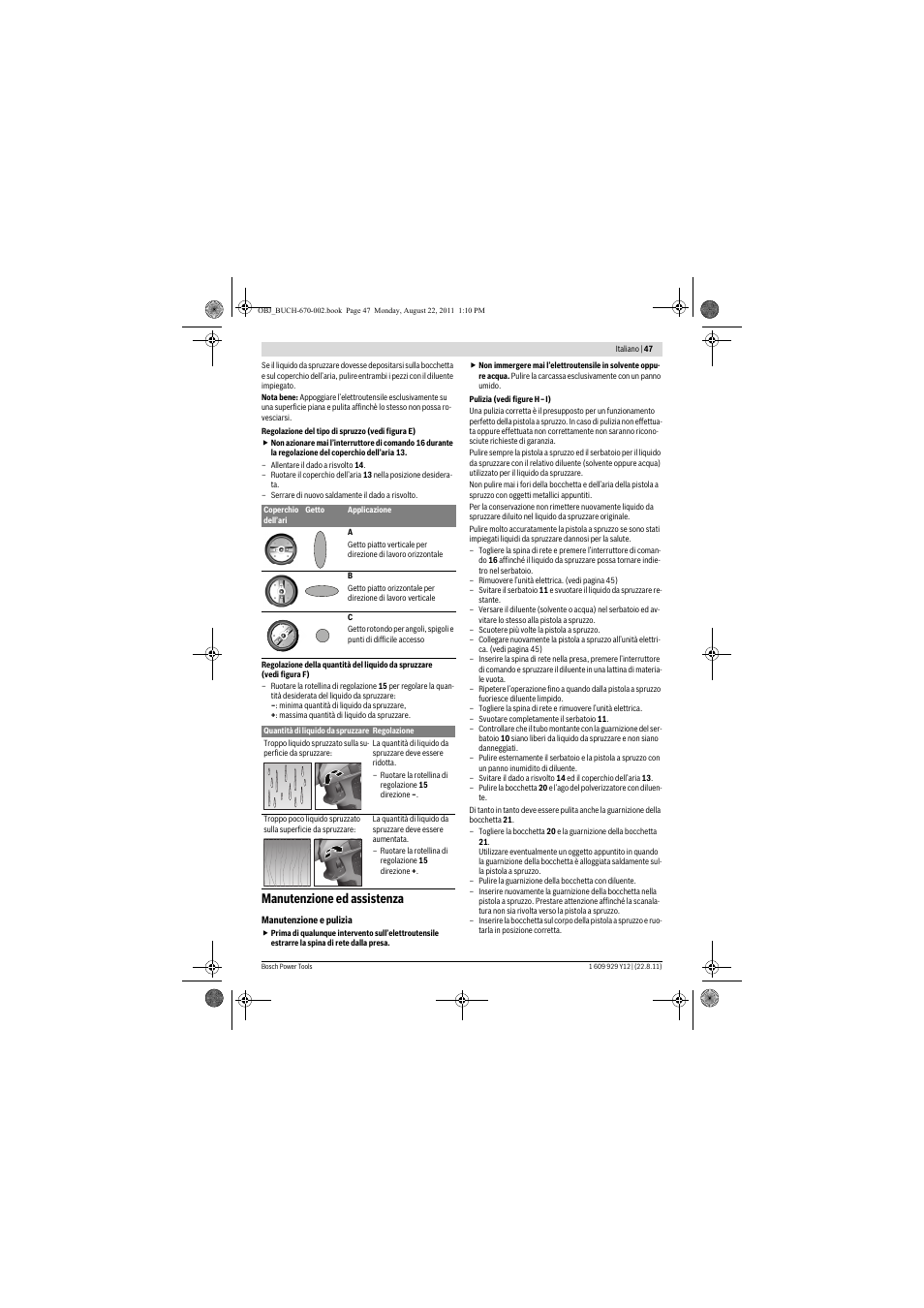 Manutenzione ed assistenza | Bosch PFS 55 User Manual | Page 47 / 191