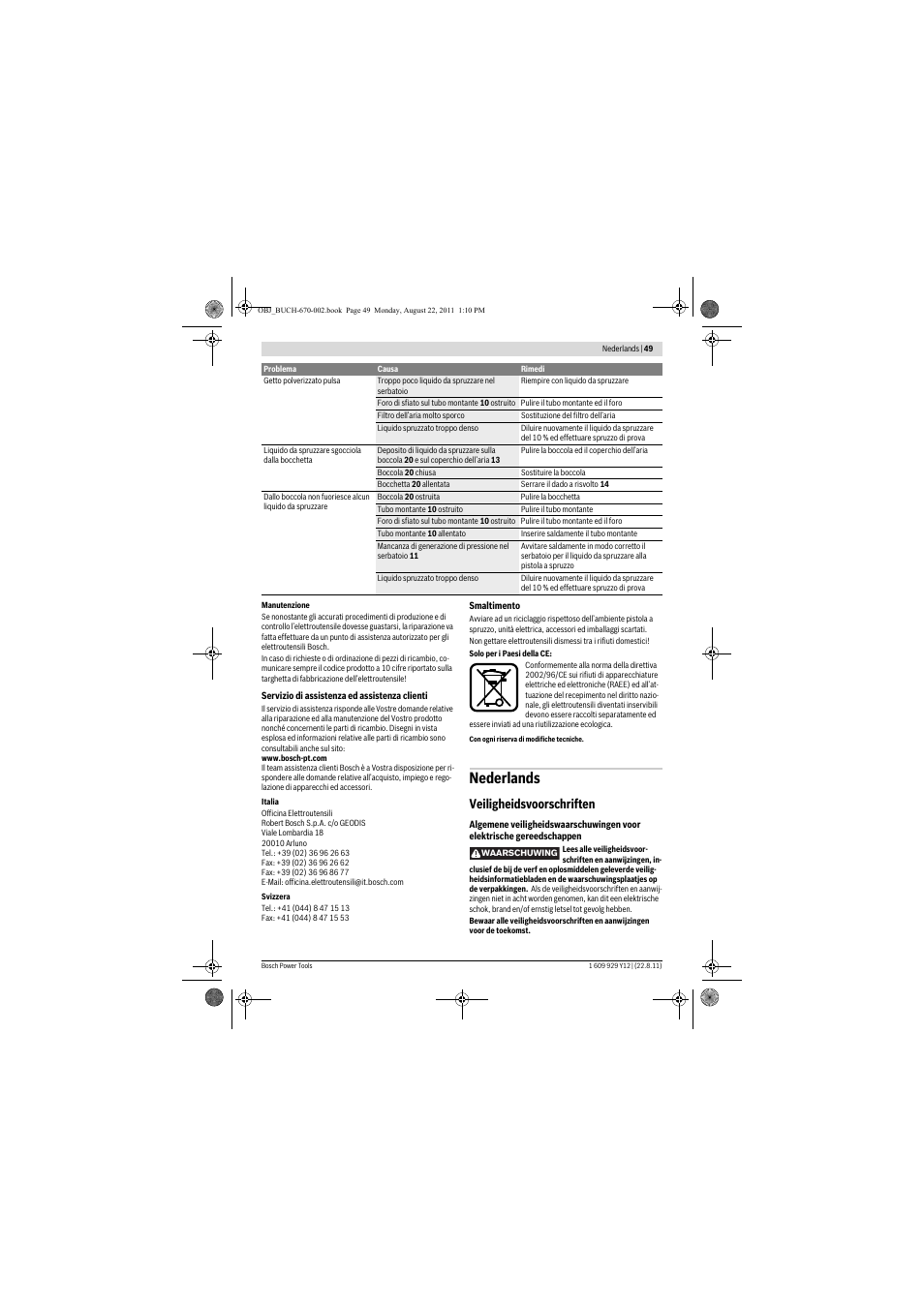 Nederlands, Veiligheidsvoorschriften | Bosch PFS 55 User Manual | Page 49 / 191