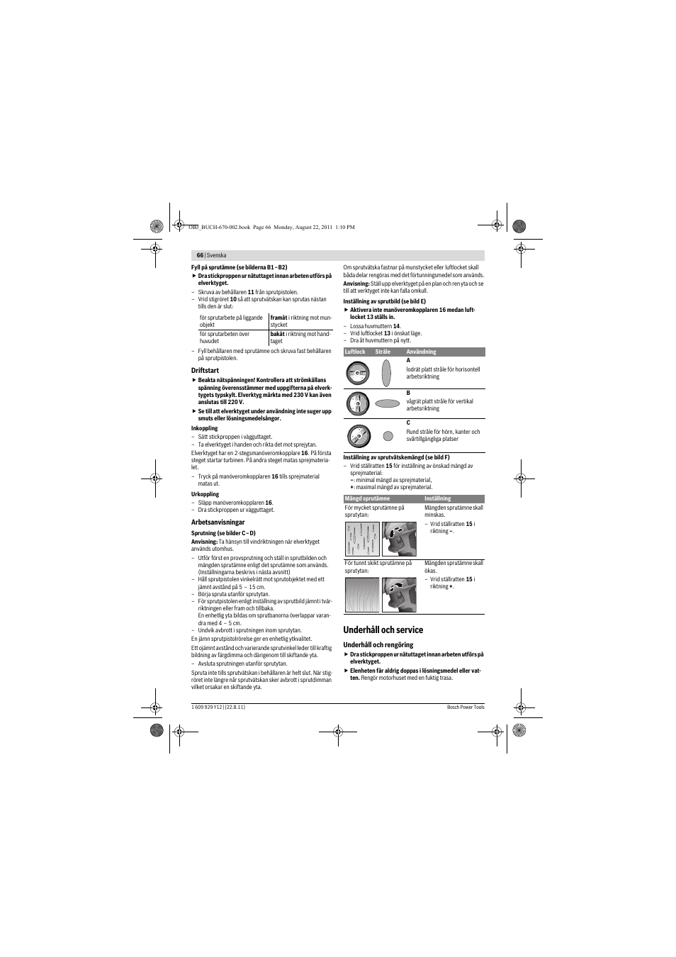 Underhåll och service | Bosch PFS 55 User Manual | Page 66 / 191