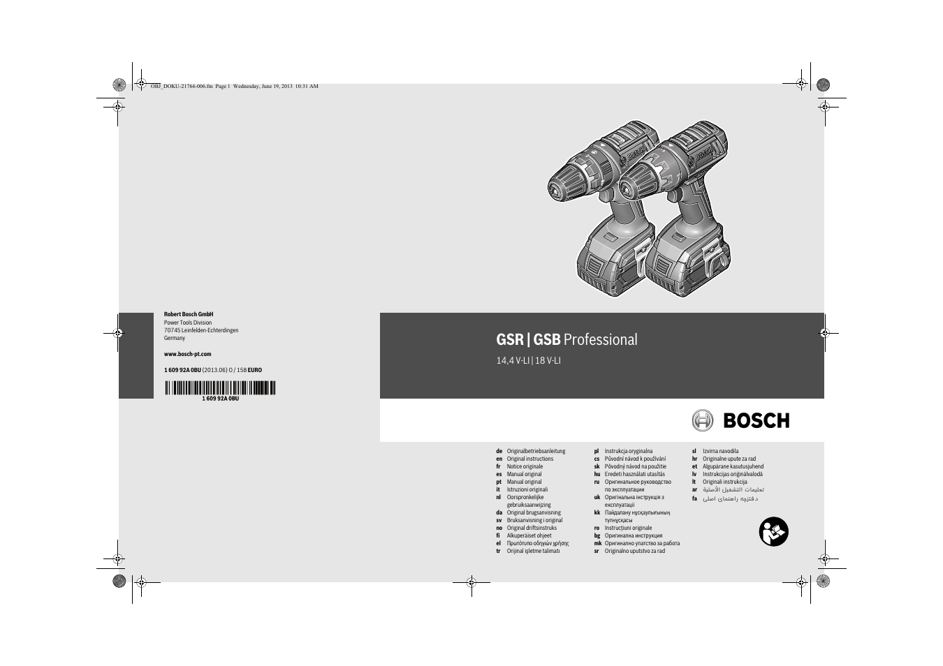 Bosch GSB 14,4 V-LI Professional User Manual | 157 pages