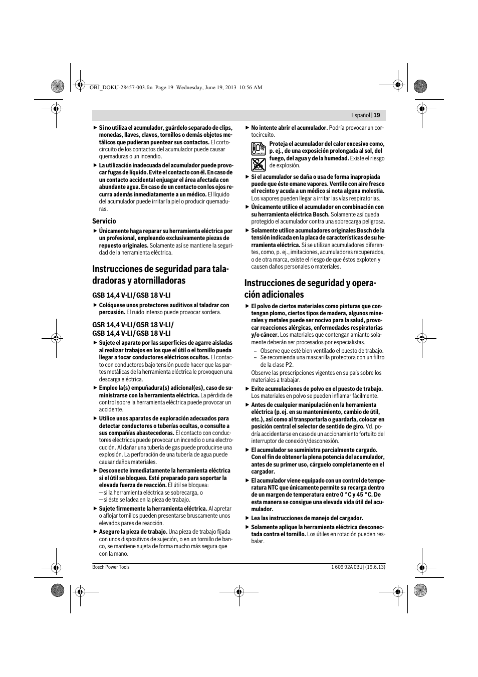 Bosch GSB 14,4 V-LI Professional User Manual | Page 19 / 157