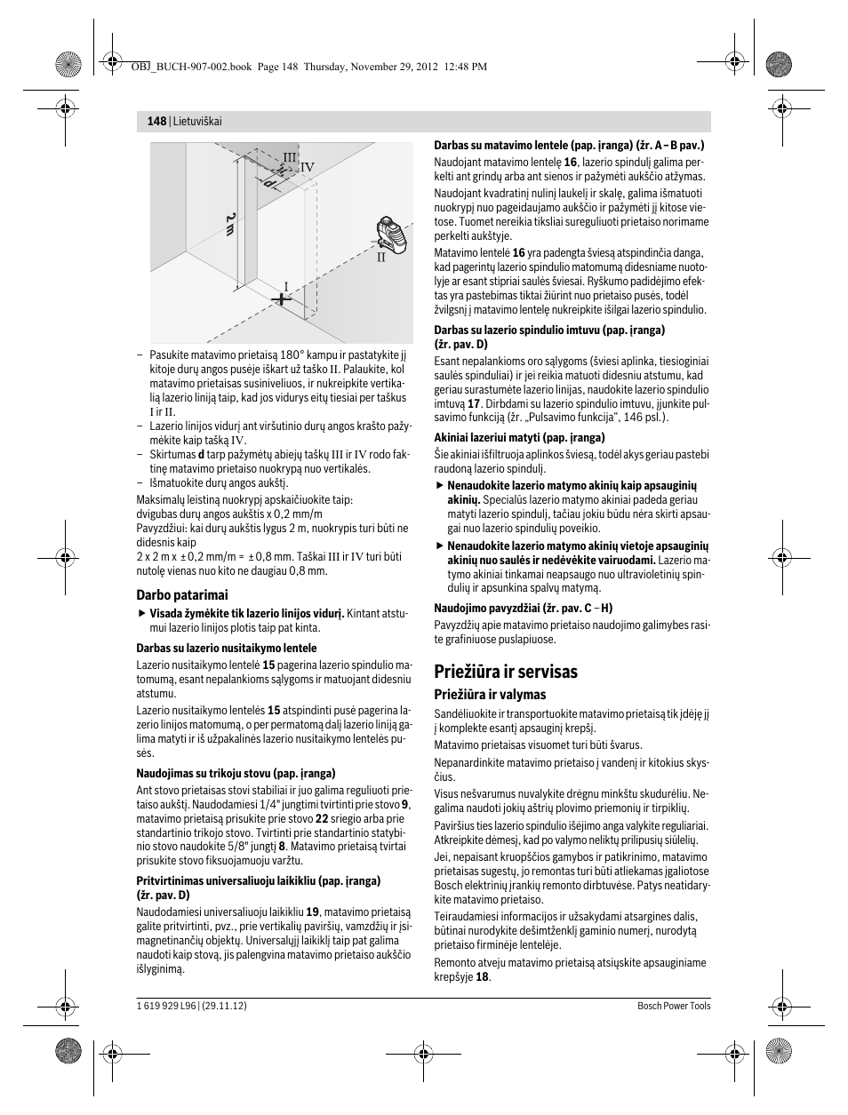Priežiūra ir servisas | Bosch GLL 2-80 P Professional User Manual | Page 148 / 193