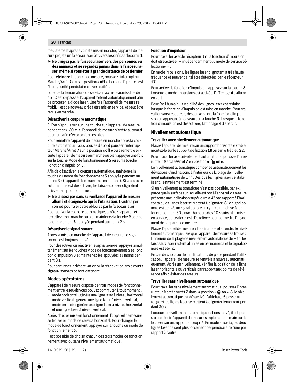 Bosch GLL 2-80 P Professional User Manual | Page 20 / 193