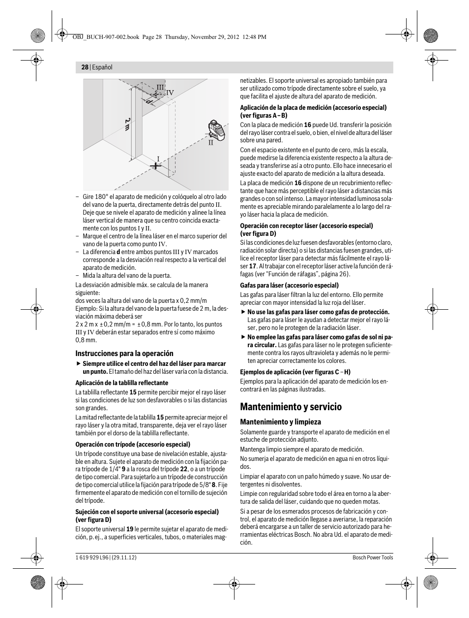 Mantenimiento y servicio | Bosch GLL 2-80 P Professional User Manual | Page 28 / 193