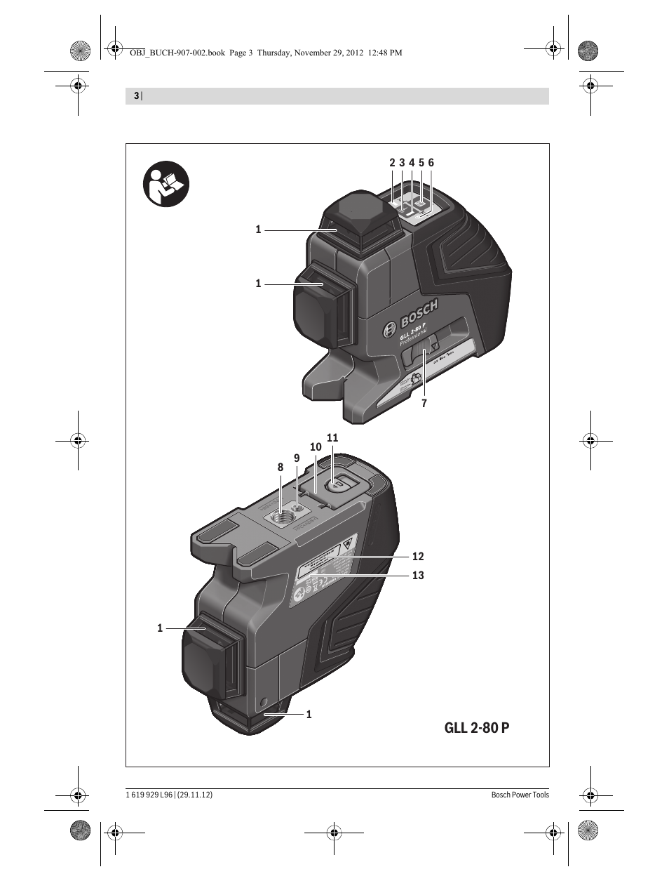 Gll 2-80 p | Bosch GLL 2-80 P Professional User Manual | Page 3 / 193