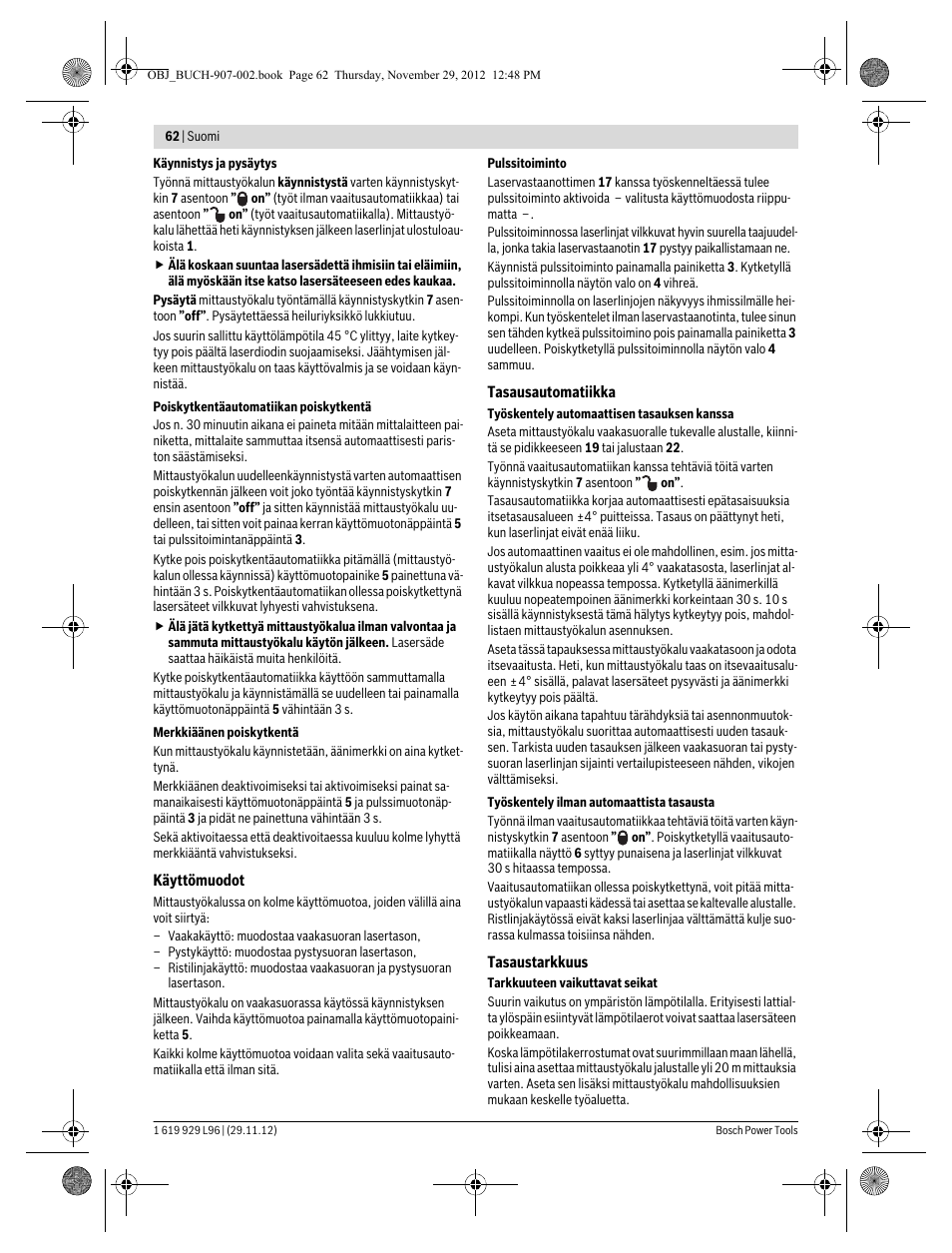 Bosch GLL 2-80 P Professional User Manual | Page 62 / 193
