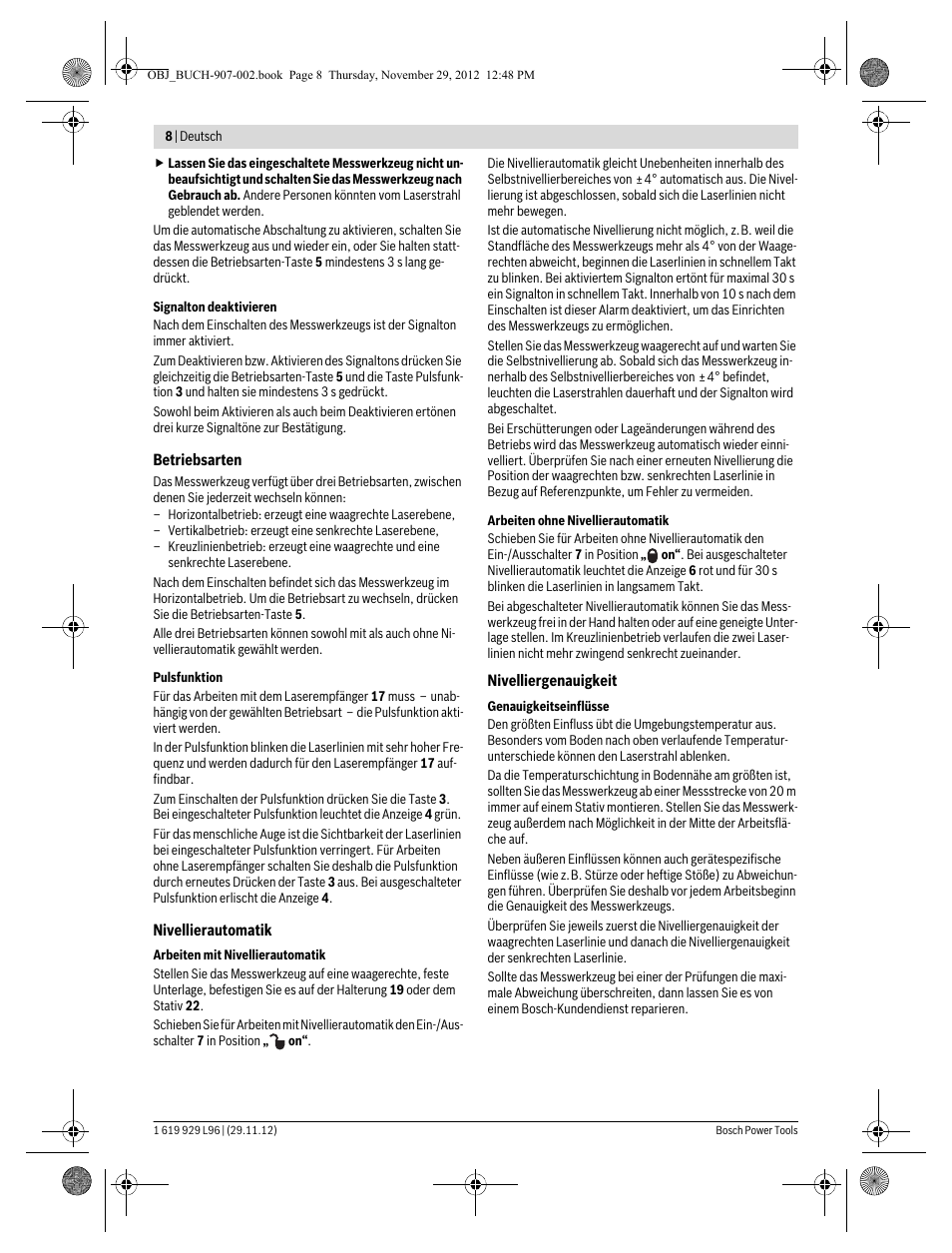 Bosch GLL 2-80 P Professional User Manual | Page 8 / 193