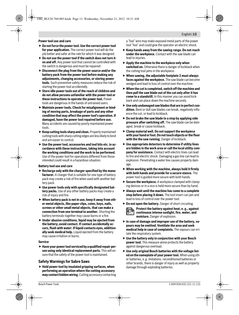 Bosch GSA 18 V-LI Professional User Manual | Page 13 / 189