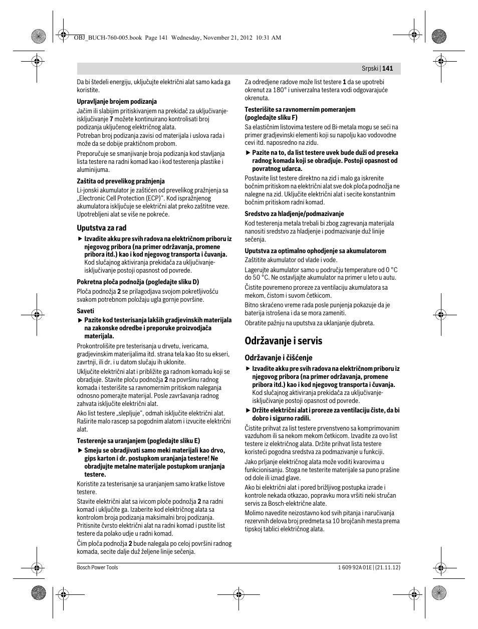 Održavanje i servis | Bosch GSA 18 V-LI Professional User Manual | Page 141 / 189
