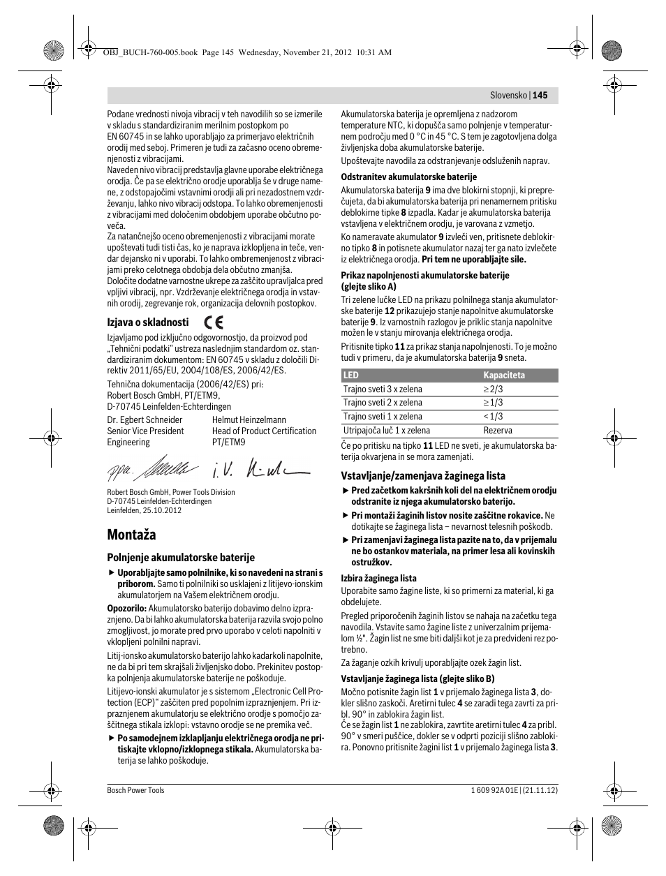 Montaža | Bosch GSA 18 V-LI Professional User Manual | Page 145 / 189
