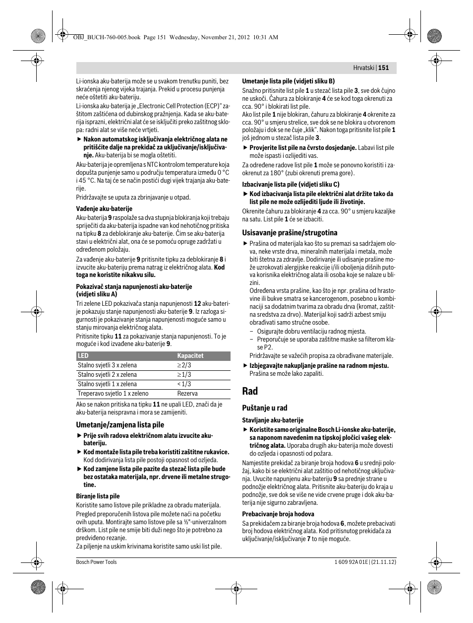 Bosch GSA 18 V-LI Professional User Manual | Page 151 / 189