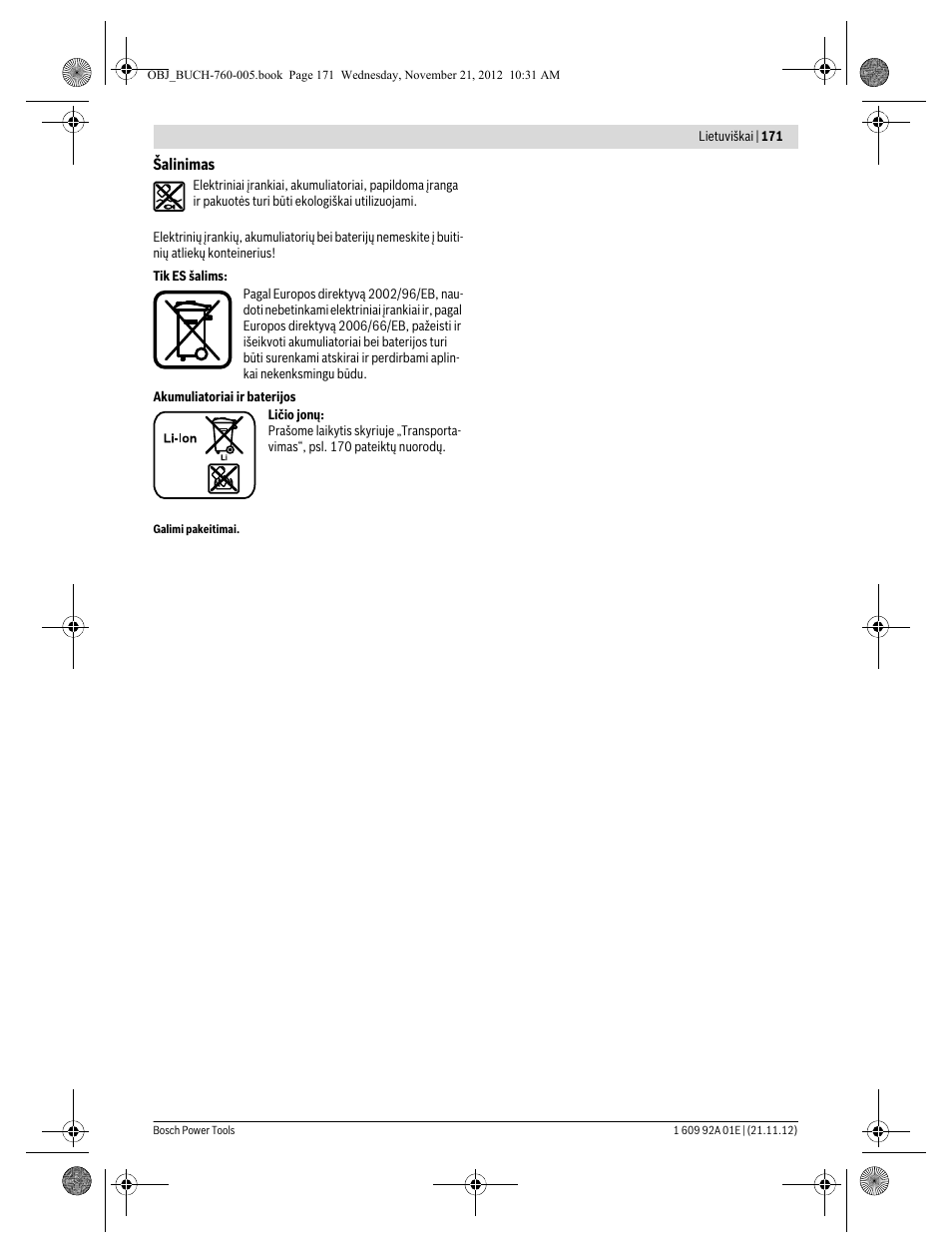 Bosch GSA 18 V-LI Professional User Manual | Page 171 / 189