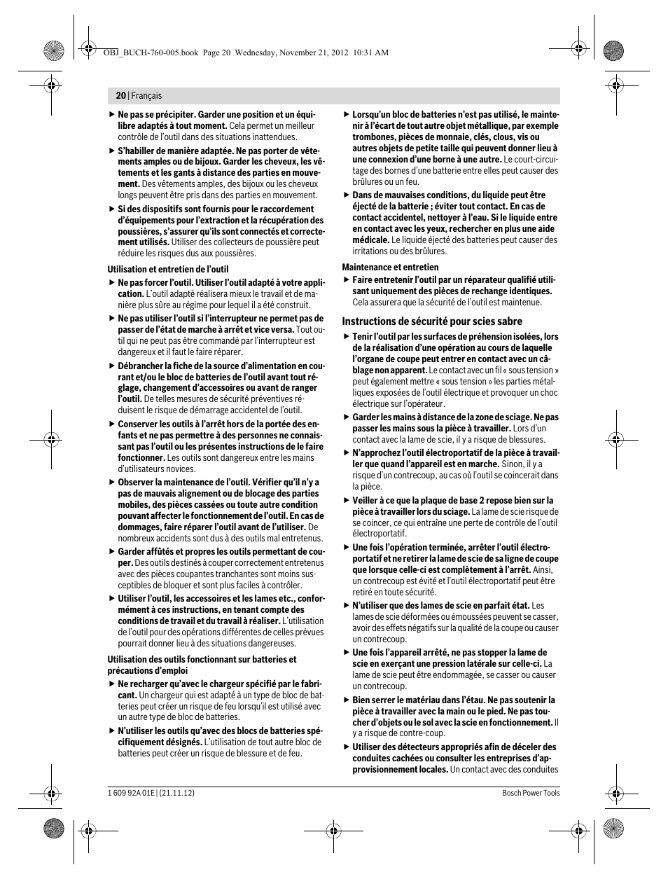 Bosch GSA 18 V-LI Professional User Manual | Page 20 / 189
