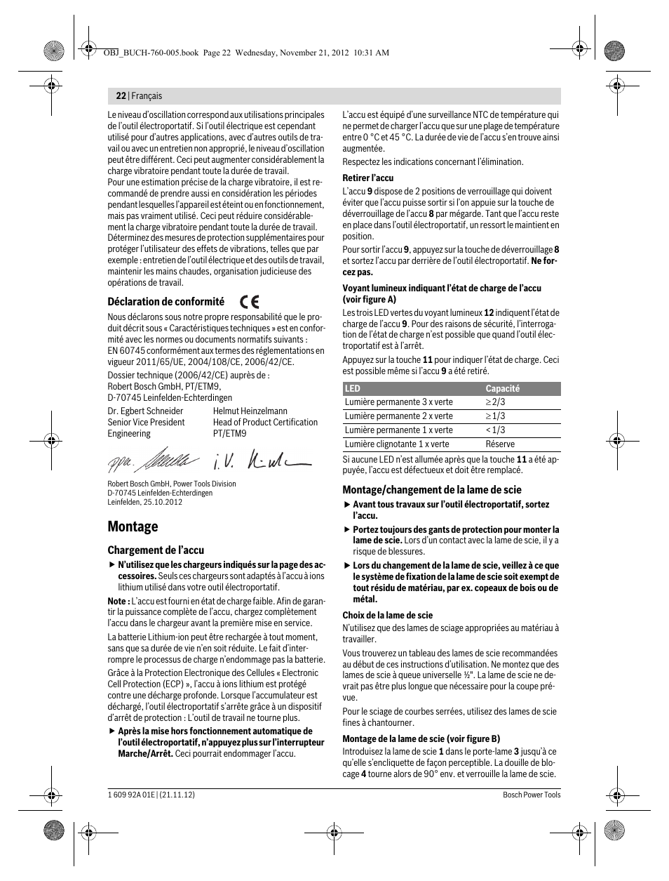 Montage | Bosch GSA 18 V-LI Professional User Manual | Page 22 / 189