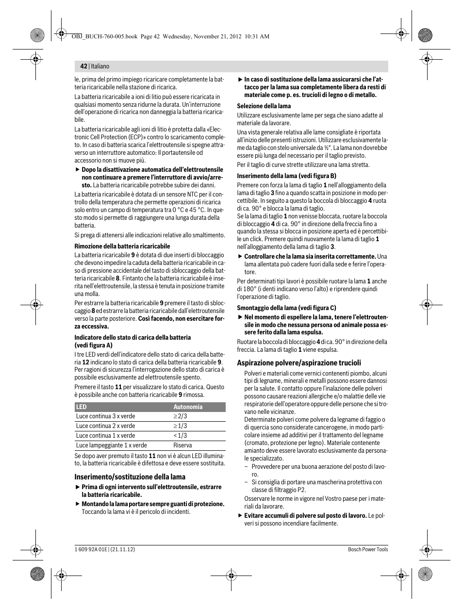 Bosch GSA 18 V-LI Professional User Manual | Page 42 / 189