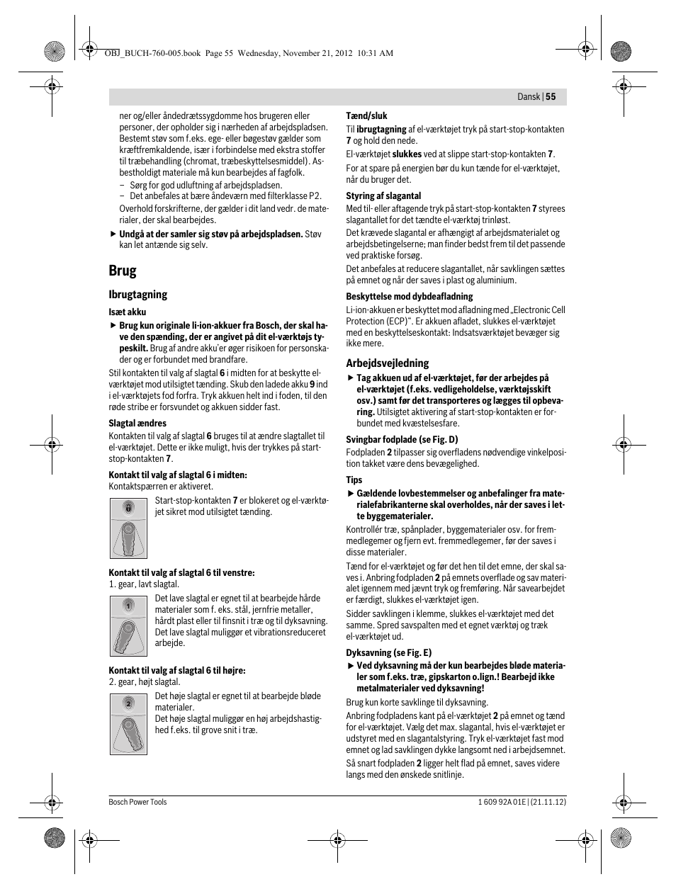 Brug | Bosch GSA 18 V-LI Professional User Manual | Page 55 / 189