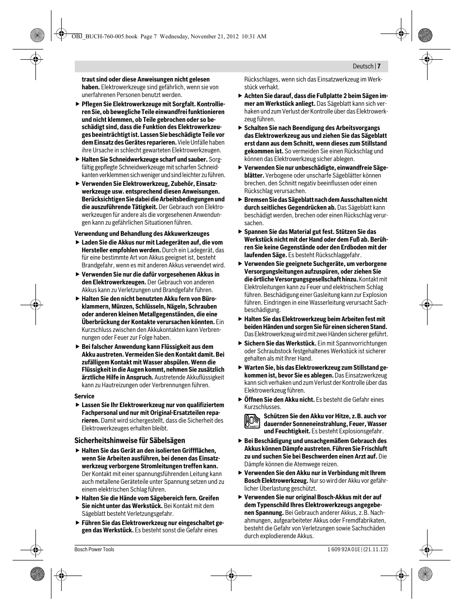 Bosch GSA 18 V-LI Professional User Manual | Page 7 / 189