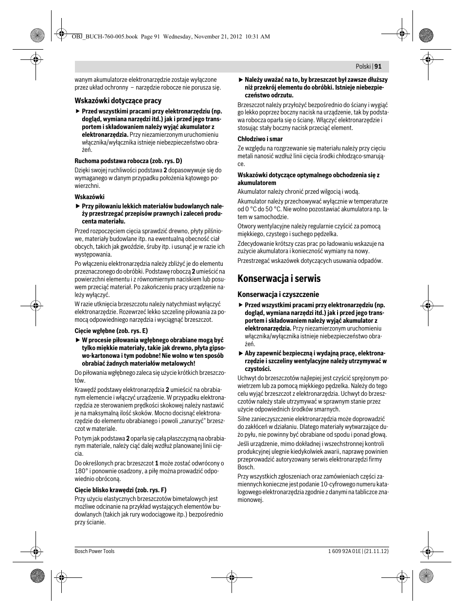 Konserwacja i serwis | Bosch GSA 18 V-LI Professional User Manual | Page 91 / 189