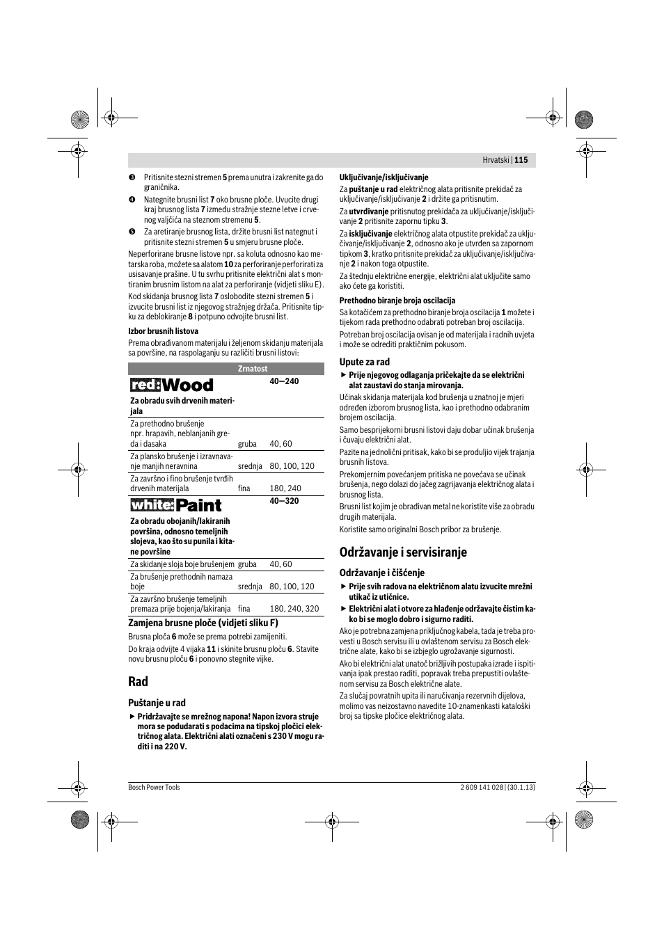 Održavanje i servisiranje | Bosch GSS 23 AE Professional User Manual | Page 115 / 130