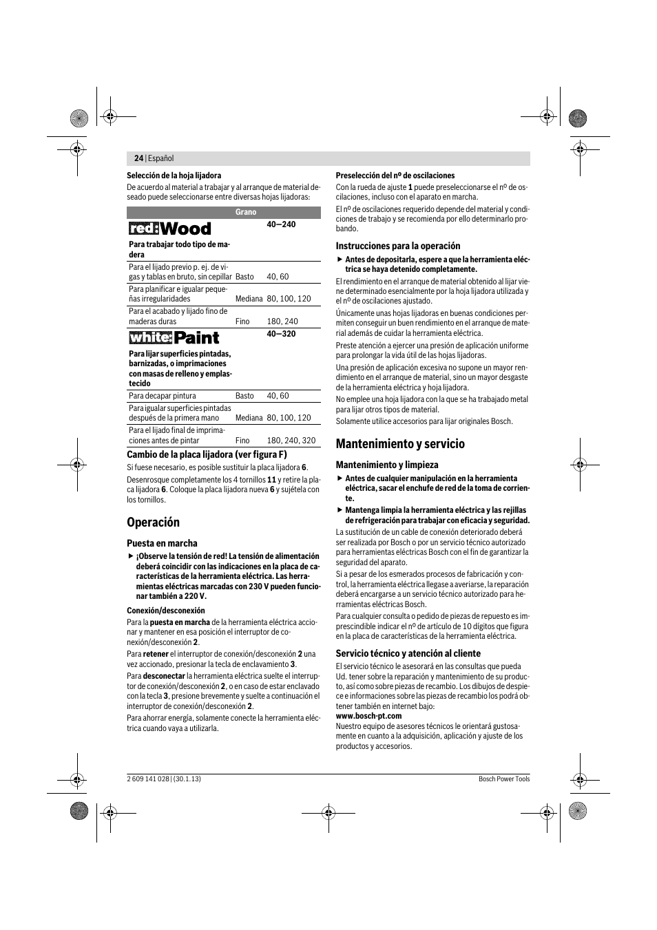 Operación, Mantenimiento y servicio | Bosch GSS 23 AE Professional User Manual | Page 24 / 130