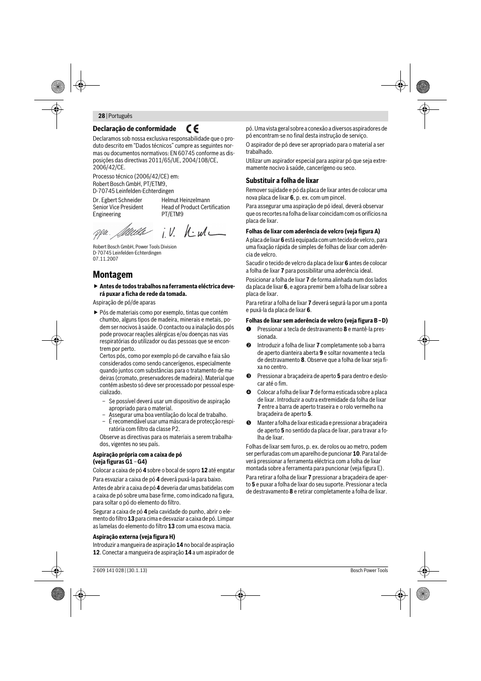 Montagem | Bosch GSS 23 AE Professional User Manual | Page 28 / 130