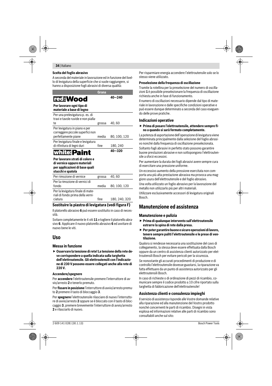 Manutenzione ed assistenza | Bosch GSS 23 AE Professional User Manual | Page 34 / 130