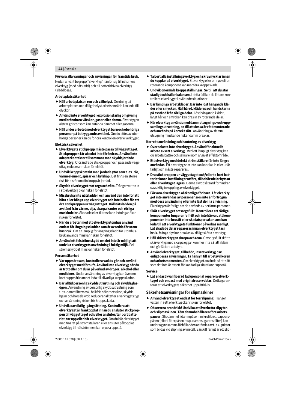 Bosch GSS 23 AE Professional User Manual | Page 44 / 130