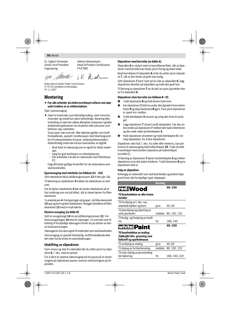 Montering | Bosch GSS 23 AE Professional User Manual | Page 50 / 130