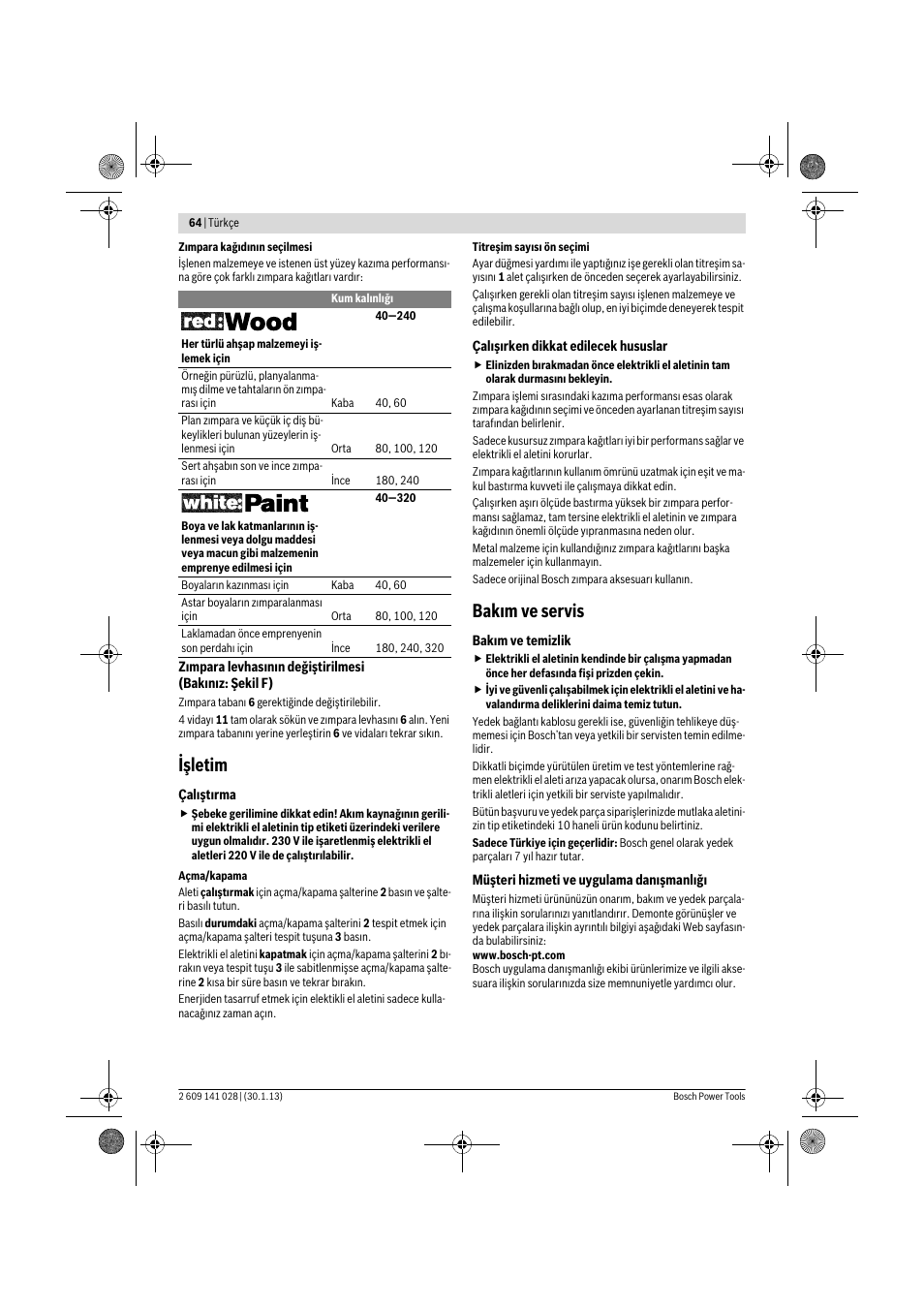 Işletim, Bakım ve servis | Bosch GSS 23 AE Professional User Manual | Page 64 / 130