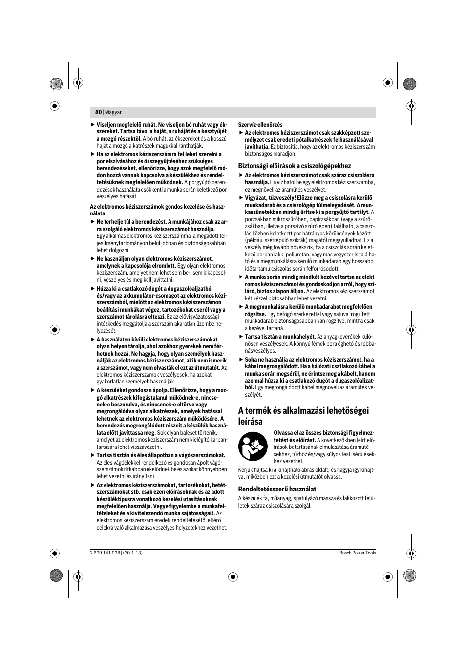 A termék és alkalmazási lehetőségei leírása | Bosch GSS 23 AE Professional User Manual | Page 80 / 130