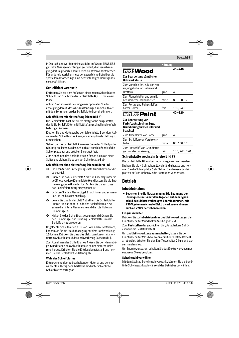 Betrieb | Bosch GSS 23 AE Professional User Manual | Page 9 / 130