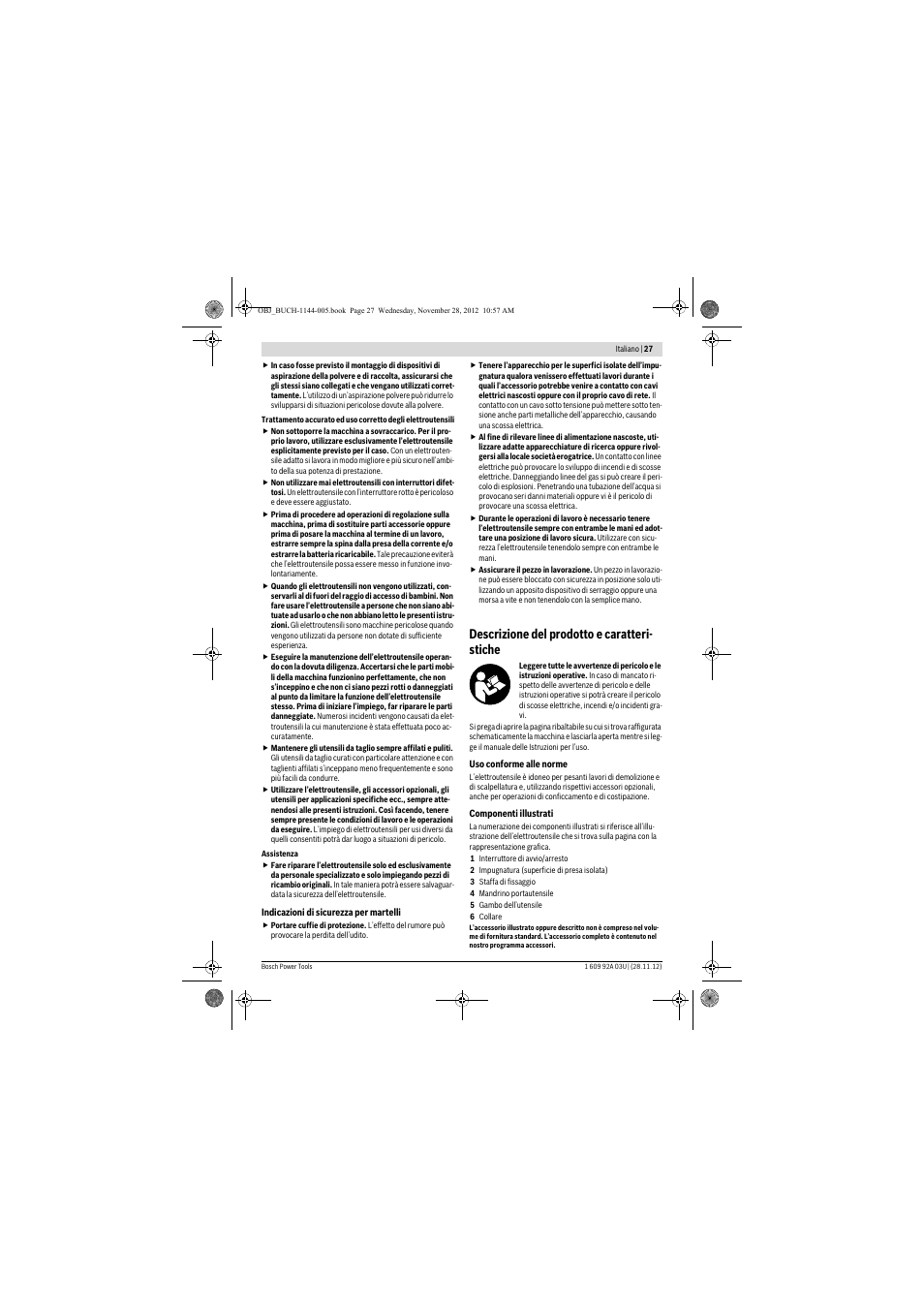 Descrizione del prodotto e caratteri- stiche | Bosch GSH 27 VC Professional User Manual | Page 27 / 119