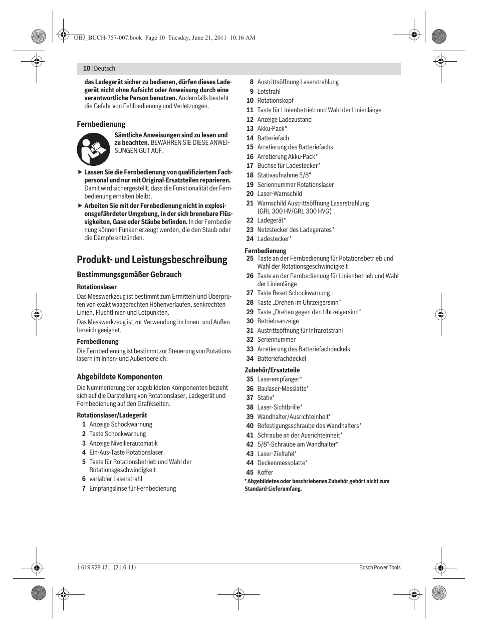 Produkt- und leistungsbeschreibung | Bosch GRL 300 HV Professional User Manual | Page 10 / 309