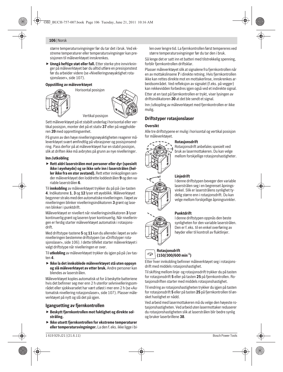 Bosch GRL 300 HV Professional User Manual | Page 106 / 309