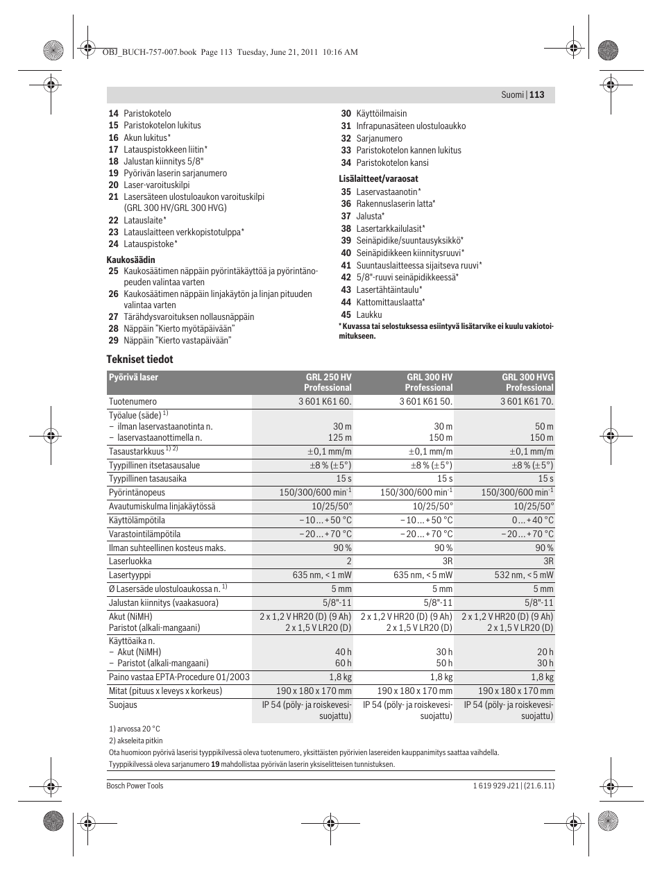 Bosch GRL 300 HV Professional User Manual | Page 113 / 309