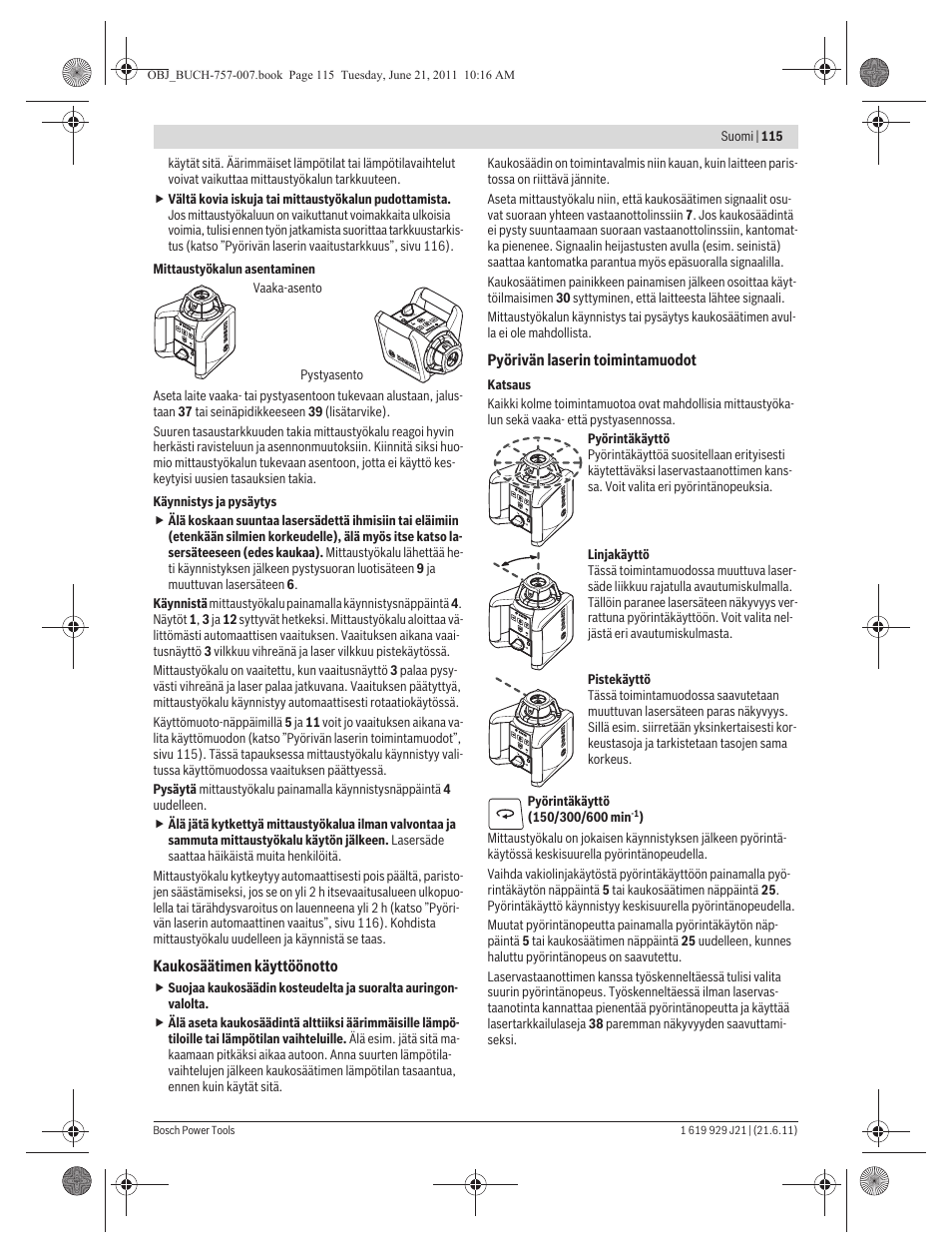 Bosch GRL 300 HV Professional User Manual | Page 115 / 309